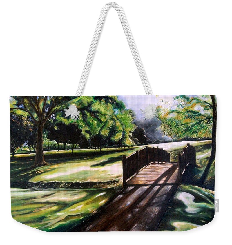 Landscape By Artist Emery Franklin Weekender Tote Bag featuring the painting The pathway to love by Emery Franklin