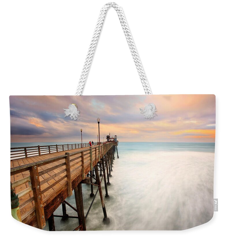 Sunset Weekender Tote Bag featuring the photograph Oceanside Sunset 5 by Larry Marshall