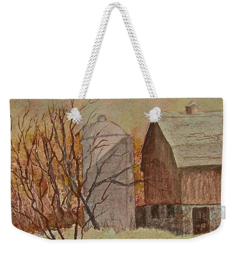 Watercolor Weekender Tote Bag featuring the painting October Past by Carolyn Rosenberger
