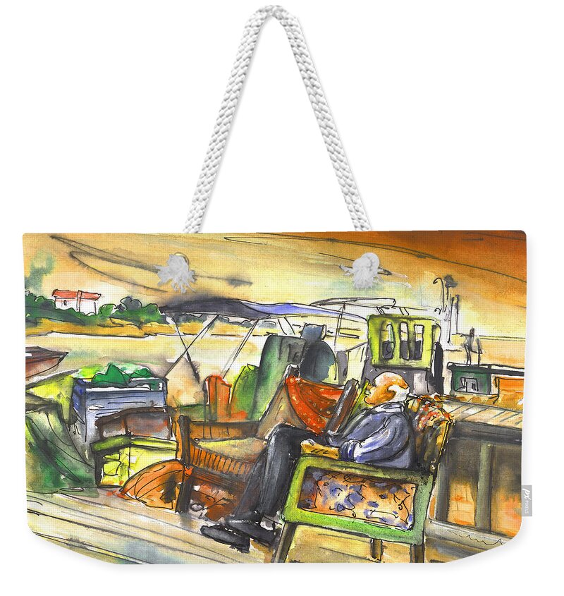 Travel Weekender Tote Bag featuring the painting Old and Lonely in Potamos Liopetri by Miki De Goodaboom
