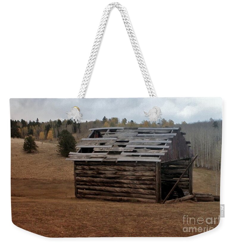Old Weekender Tote Bag featuring the photograph Old Cabin by Ellen Heaverlo
