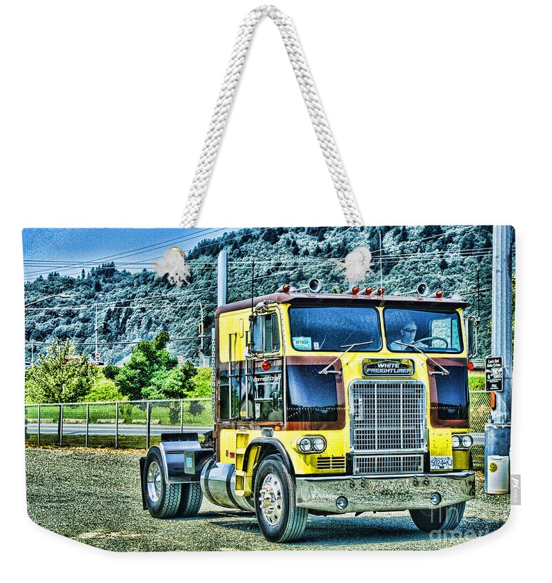 Trucks Weekender Tote Bag featuring the photograph Old Freightliner COE-HDR by Randy Harris