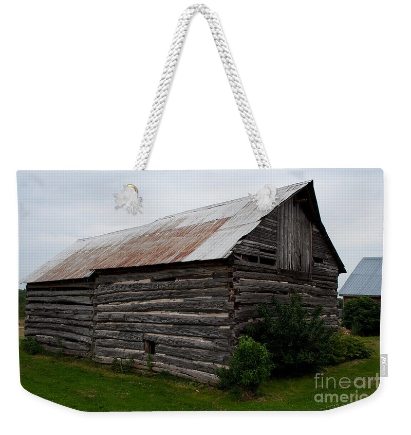 Log Building Weekender Tote Bag featuring the photograph Old Log Building by Barbara McMahon