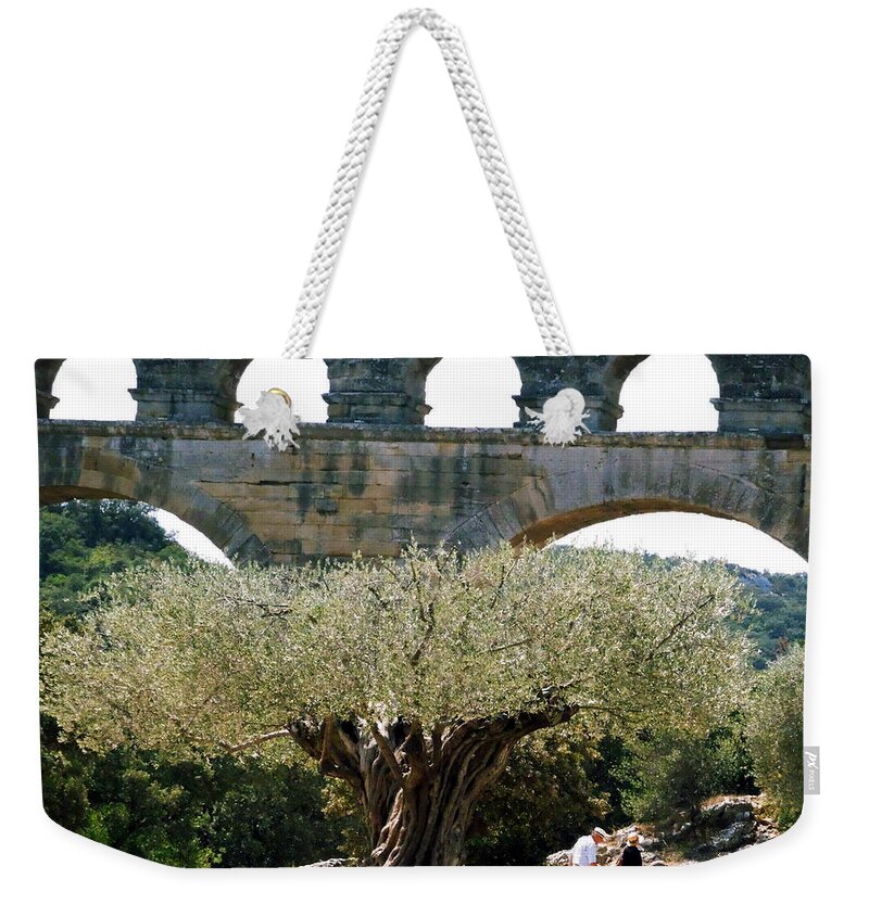 Colette Weekender Tote Bag featuring the photograph Old Olive Tree under the Pond de Gard France by Colette V Hera Guggenheim