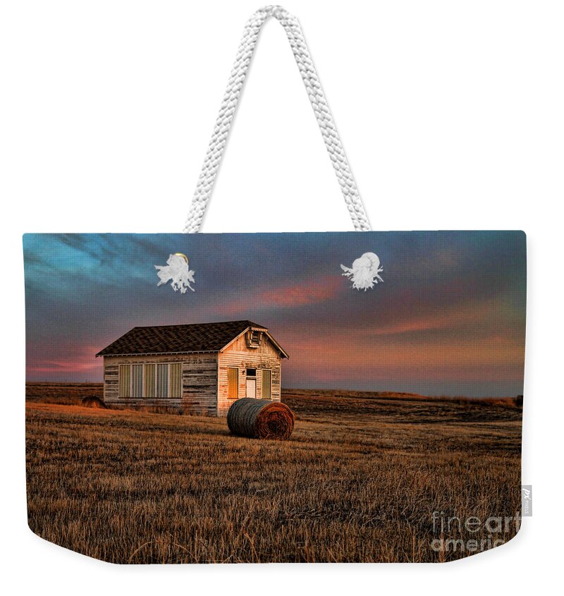 Sunrise Weekender Tote Bag featuring the photograph Old Prairie School at Sunrise by Edward R Wisell