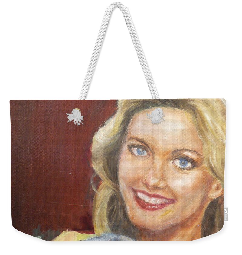 Olivia Newton-john Weekender Tote Bag featuring the painting Olivia Newton-John by Bryan Bustard