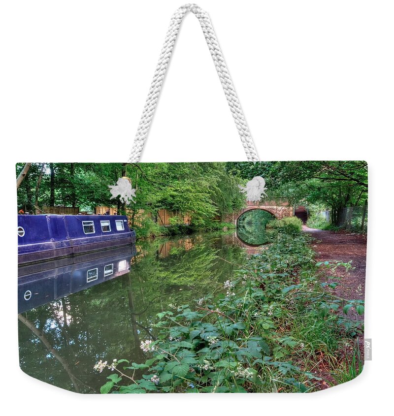 Landscape Weekender Tote Bag featuring the photograph On the Canal by Shirley Mitchell