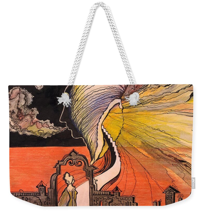 Fantasy Weekender Tote Bag featuring the painting On the way to my Subconsciousness by Valentina Plishchina