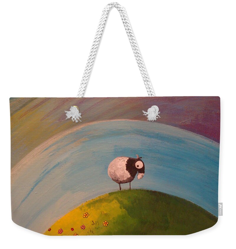 Goat Weekender Tote Bag featuring the painting On Top of Ole Meadow by Mindy Huntress