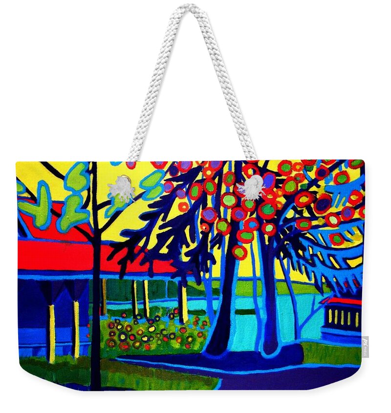 Spring Weekender Tote Bag featuring the painting Sunrise at Tucks Point by Debra Bretton Robinson