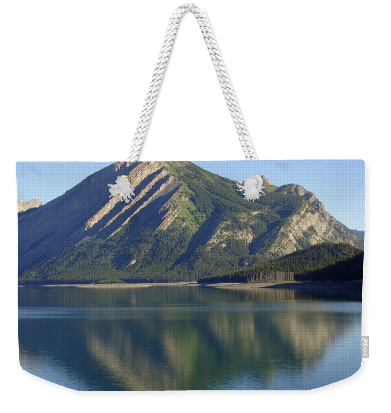 Paddle Weekender Tote Bag featuring the photograph Sunrise Paddle in Peace - Upper Kananaskis Lake, Alberta by Ian McAdie