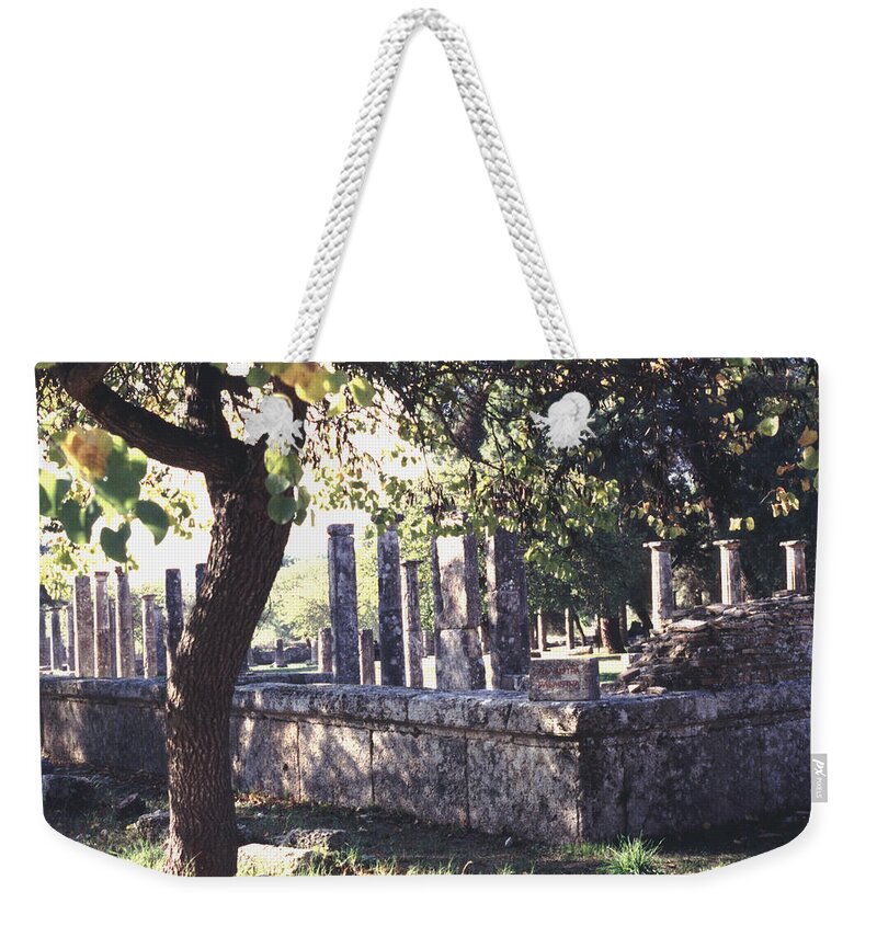 Ancient Weekender Tote Bag featuring the photograph Palestra Olympic Site Greece by Tom Wurl