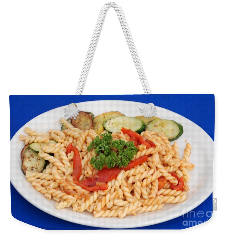 Pasta Weekender Tote Bag featuring the photograph Pasta and Yellow Squash by Ronald Grogan