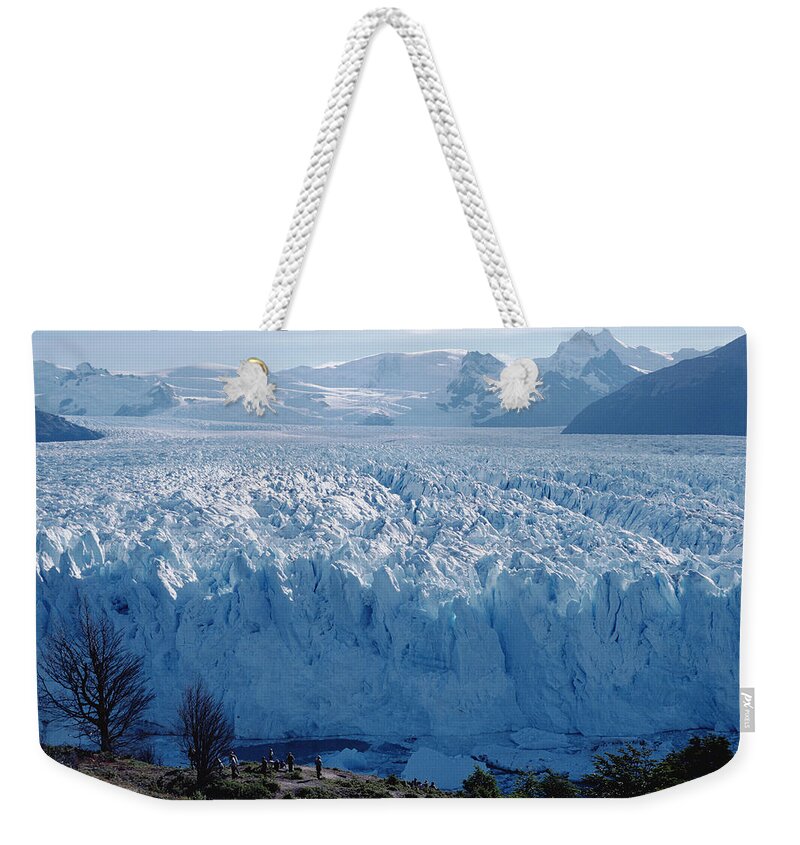 00141364 Weekender Tote Bag featuring the photograph Perito Moreno Glacier, Tourist Overlook by Tui De Roy