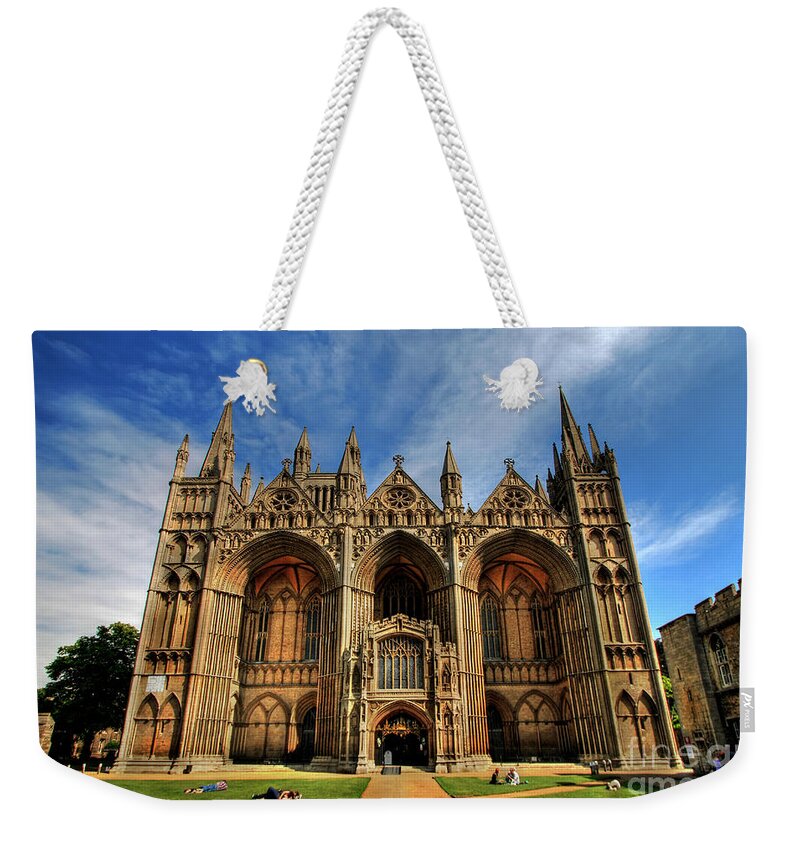 Yhun Suarez Weekender Tote Bag featuring the photograph Peterborough Cathedral by Yhun Suarez