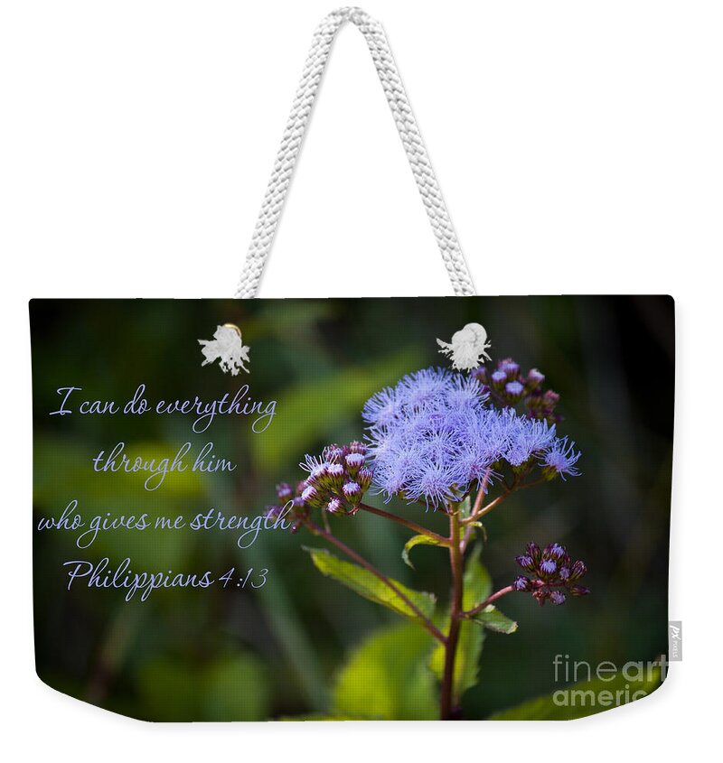 Bible Weekender Tote Bag featuring the photograph Philippians Verse by Lena Auxier