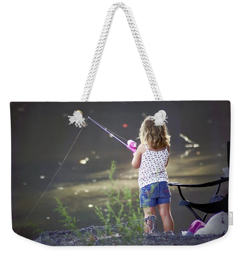 2d Weekender Tote Bag featuring the photograph Pink Fishing Rod by Brian Wallace
