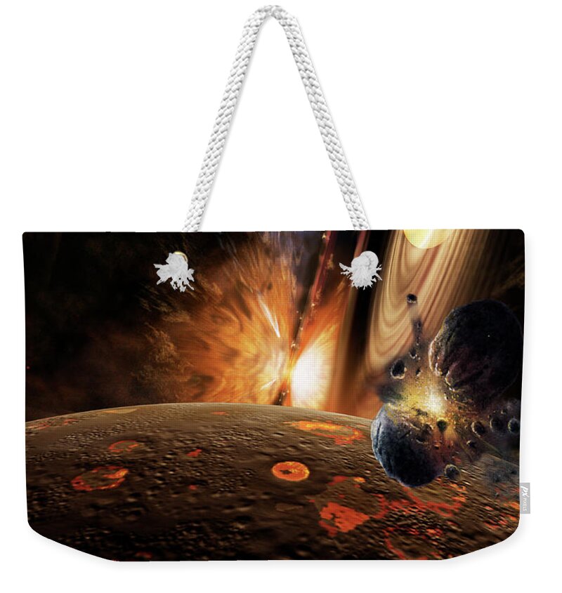 Space Weekender Tote Bag featuring the painting Planet Formation by Don Dixon