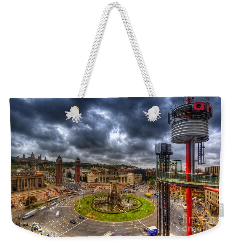 Yhun Suarez Weekender Tote Bag featuring the photograph Plaza de Espanya - Barcelona by Yhun Suarez