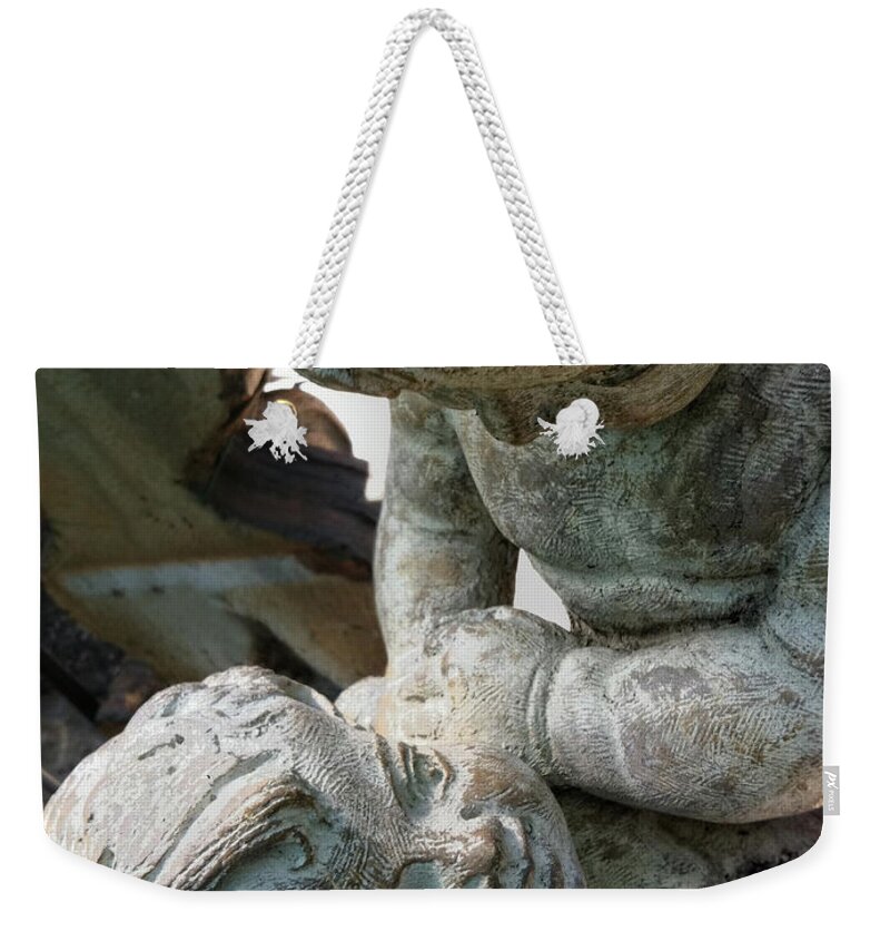 Statue Weekender Tote Bag featuring the photograph Please by Donna Blackhall
