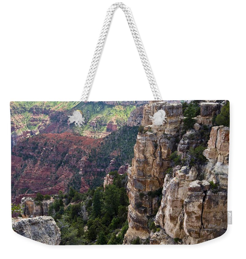 Grand Canyon Weekender Tote Bag featuring the photograph Point Imperial cliffs Grand Canyon by Gary Eason