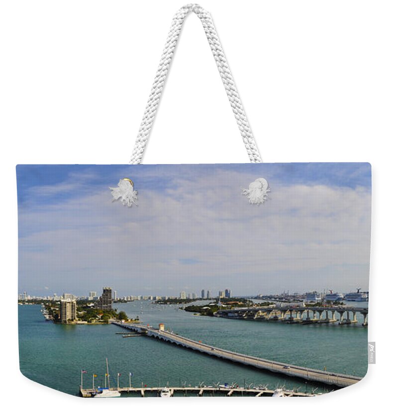 Miami Panorama Weekender Tote Bag featuring the photograph Port of Miami by Dejan Jovanovic