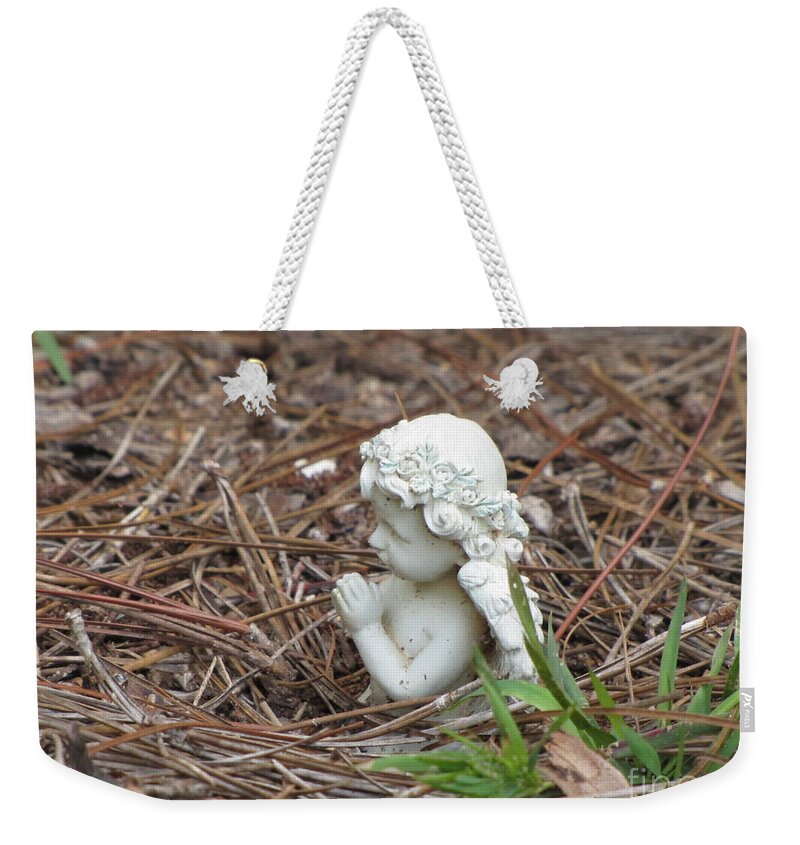 Statue Weekender Tote Bag featuring the photograph Praying Angel by Michelle Powell