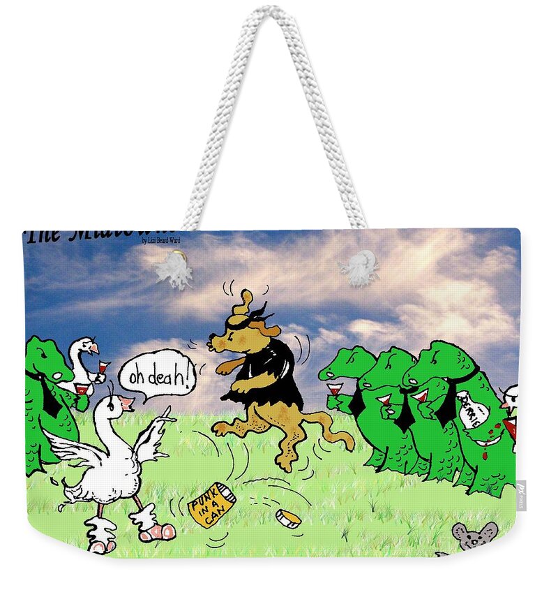 Cartoon Weekender Tote Bag featuring the drawing Punk in a Can by Lizi Beard-Ward