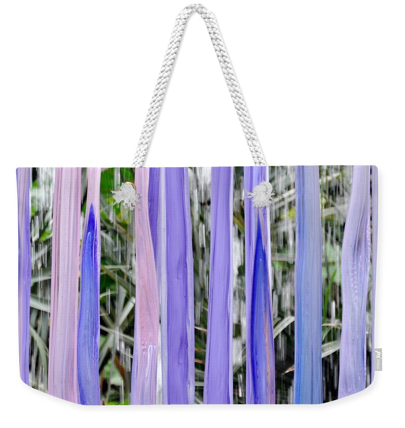 Glass Weekender Tote Bag featuring the photograph Purple Stripes by Cheryl McClure