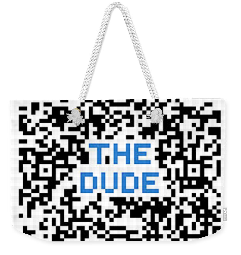 The Dude Weekender Tote Bag featuring the digital art QR The Dude by Tom Roderick