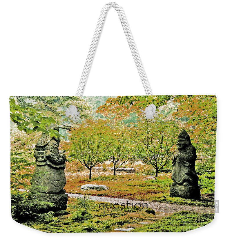 Oriental Garden Weekender Tote Bag featuring the digital art Question by Lizi Beard-Ward