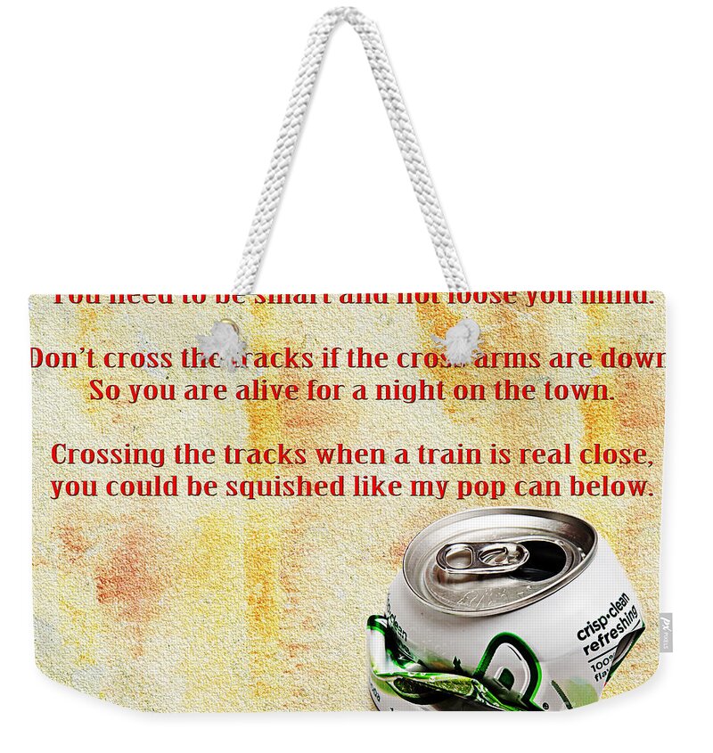 Cross Weekender Tote Bag featuring the photograph Rail Road Safety In Red by Andee Design