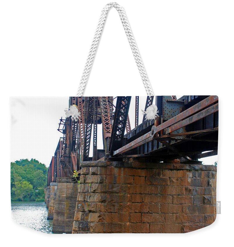 Water Weekender Tote Bag featuring the photograph Railroad Bridge 2 by Kay Lovingood