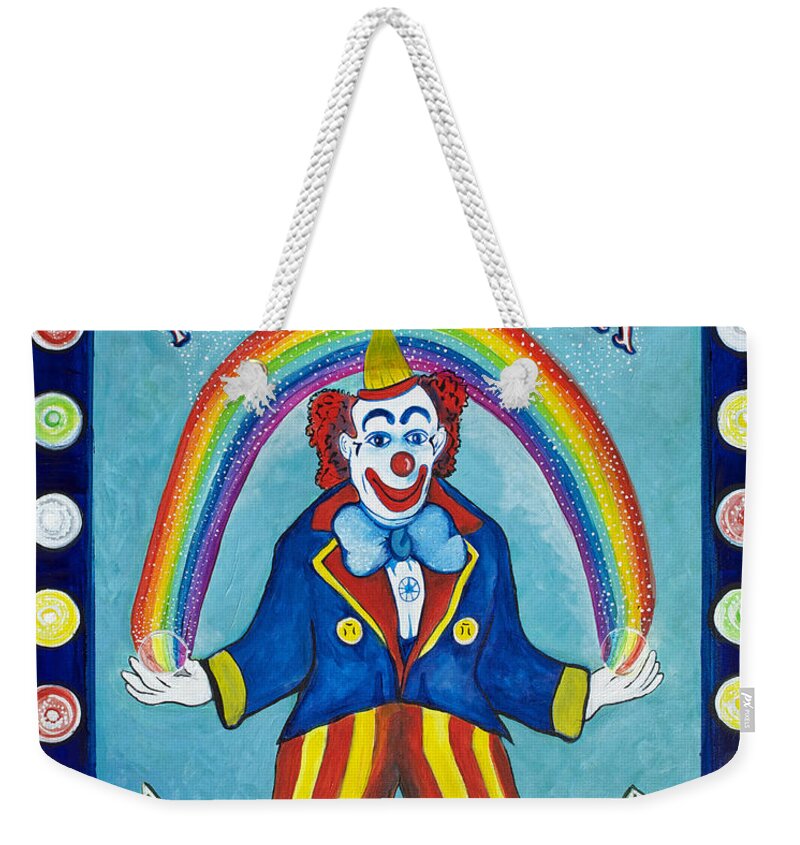 Asbury Park Weekender Tote Bag featuring the painting Rainbow Billy by Patricia Arroyo