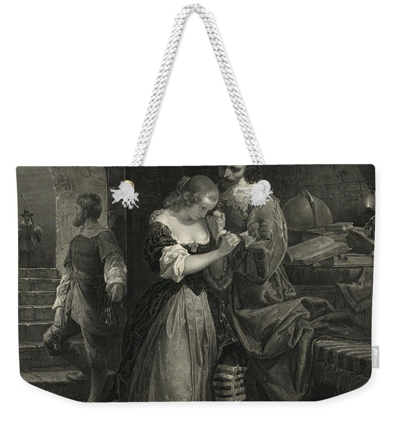 History Weekender Tote Bag featuring the photograph Raleigh Parting With Wife, 16th Century by Photo Researchers