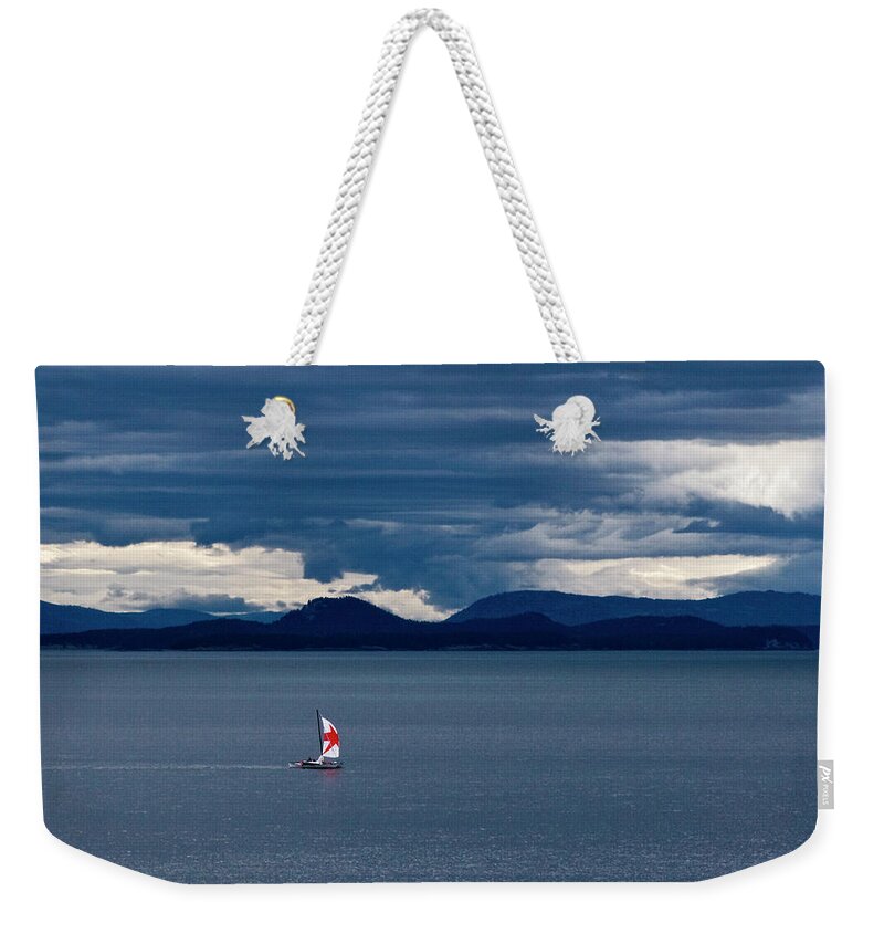 Sailboat Weekender Tote Bag featuring the photograph Red Star Sail by Lorraine Devon Wilke