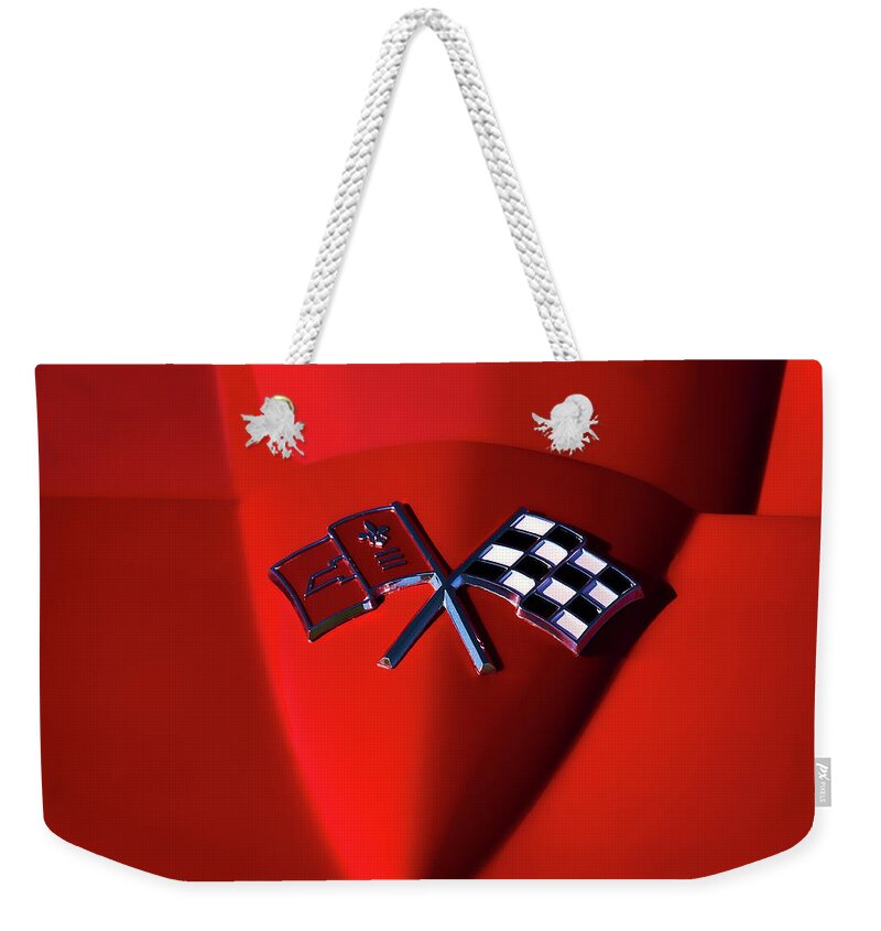 Red Weekender Tote Bag featuring the digital art Red Stingray Badge by Douglas Pittman