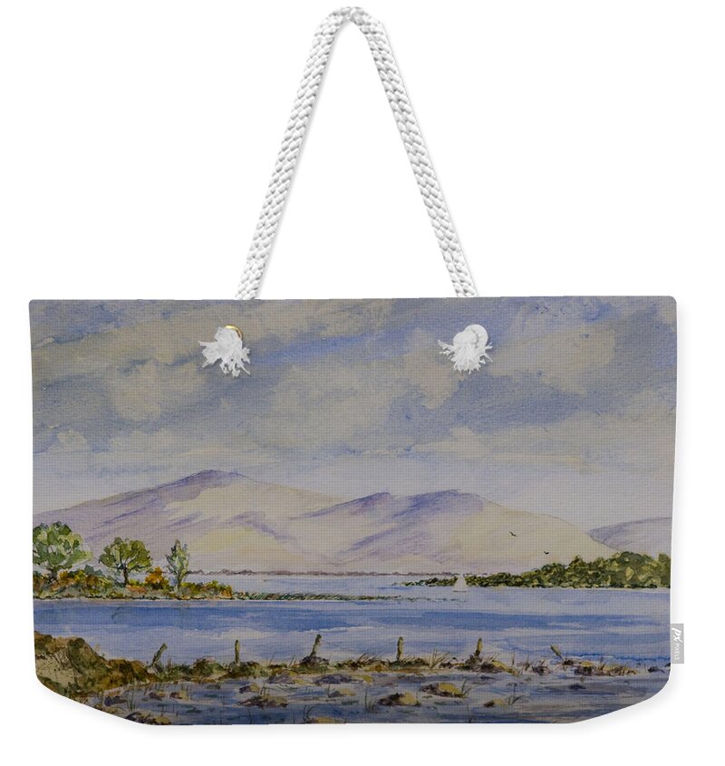 Lough Derg Weekender Tote Bag featuring the painting Relaxing Sail by Rob Hemphill