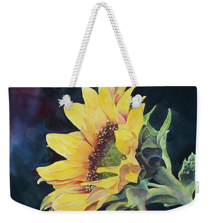 Sunflower Weekender Tote Bag featuring the painting Renee's Sunflower by Celene Terry