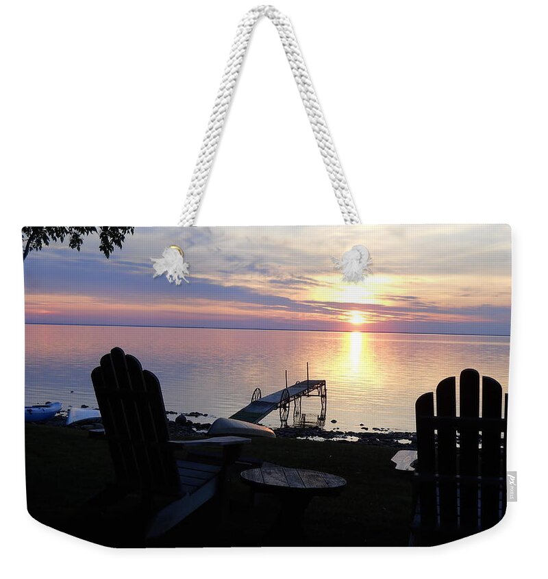 Great Lakes Weekender Tote Bag featuring the photograph Resting Companions by Carrie Godwin