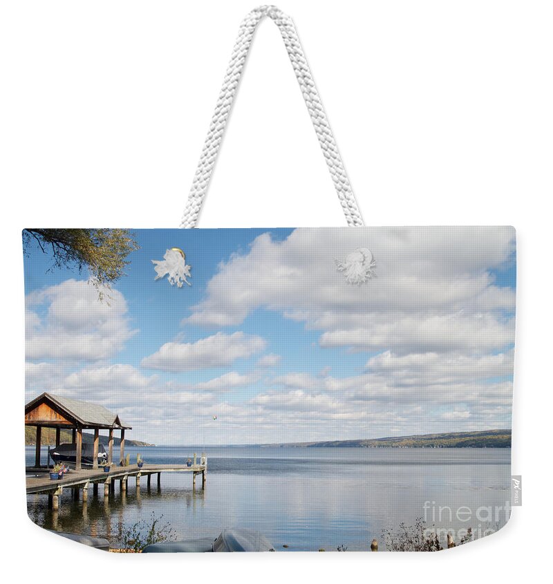 Seneca Lake Weekender Tote Bag featuring the photograph Resting Waters by William Norton