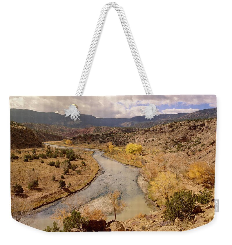 00174176 Weekender Tote Bag featuring the photograph Rio Chama In Autumn New Mexico by Tim Fitzharris