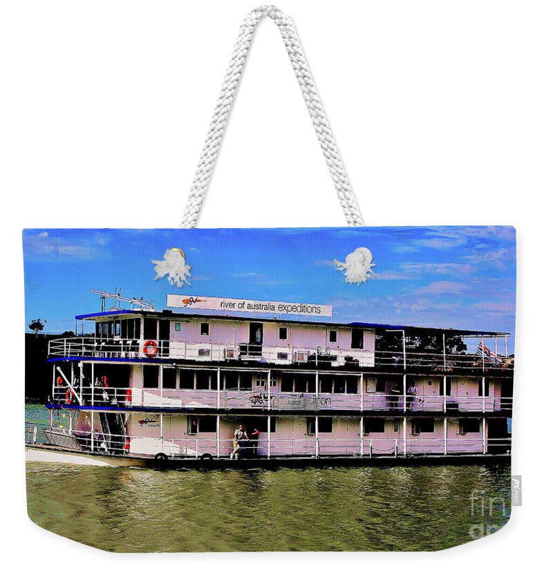River Weekender Tote Bag featuring the photograph River boat on the Murray River by Blair Stuart