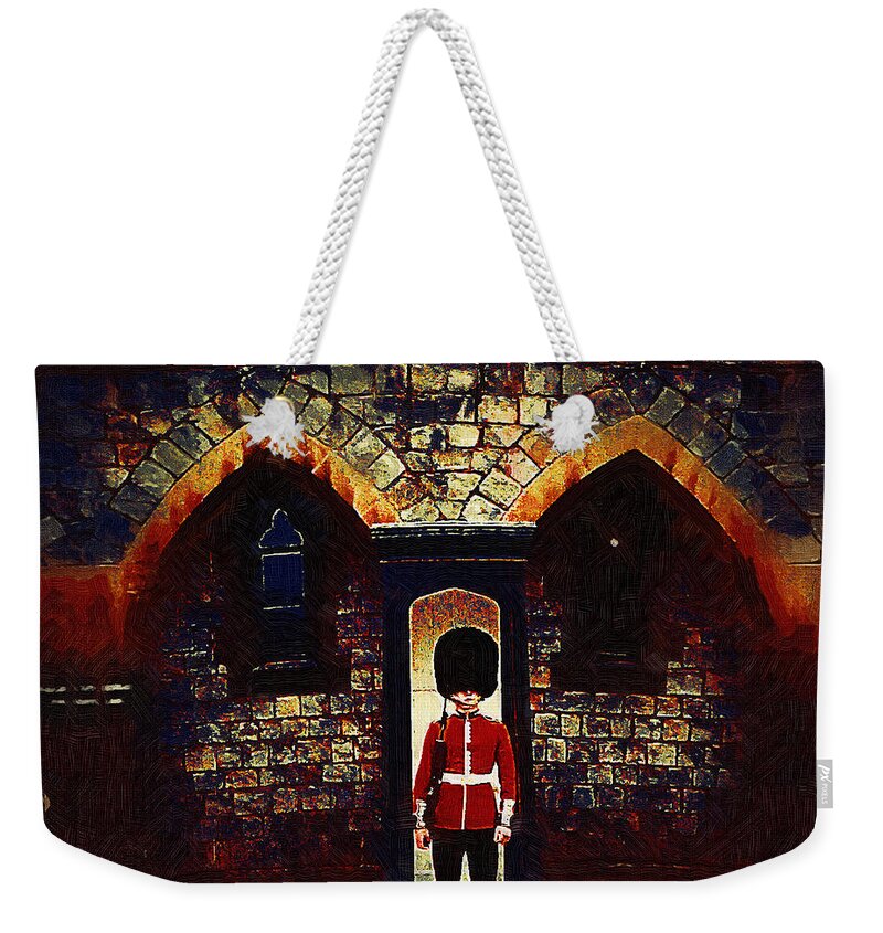 Royal Weekender Tote Bag featuring the photograph Royal Guard at Castle Entrance by Pete Klinger
