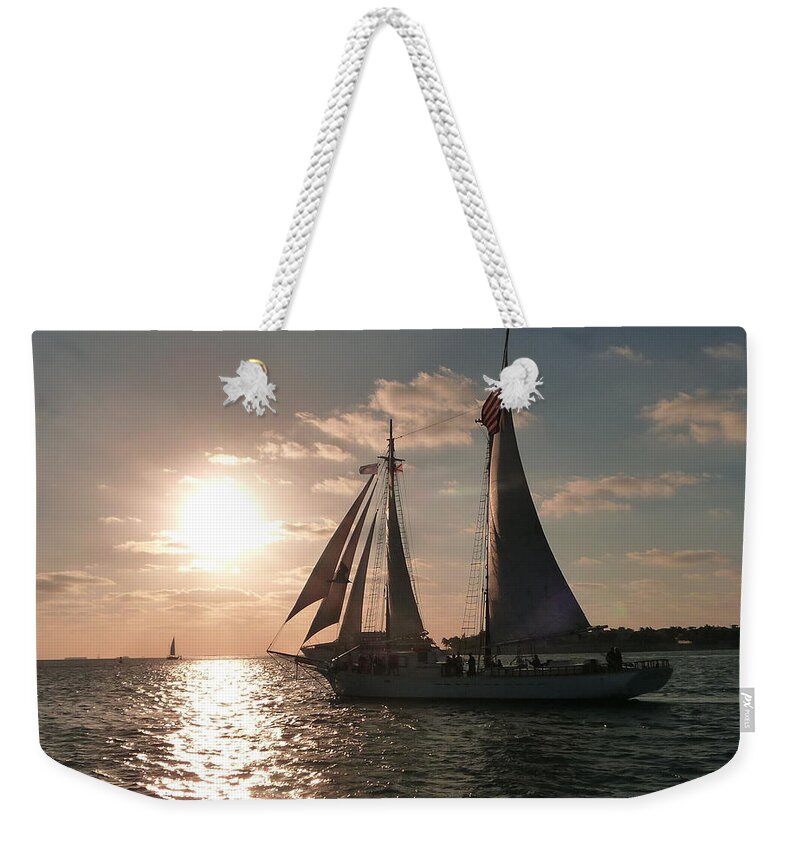 Sailboat Weekender Tote Bag featuring the photograph Sailboat at Key West by Jo Sheehan