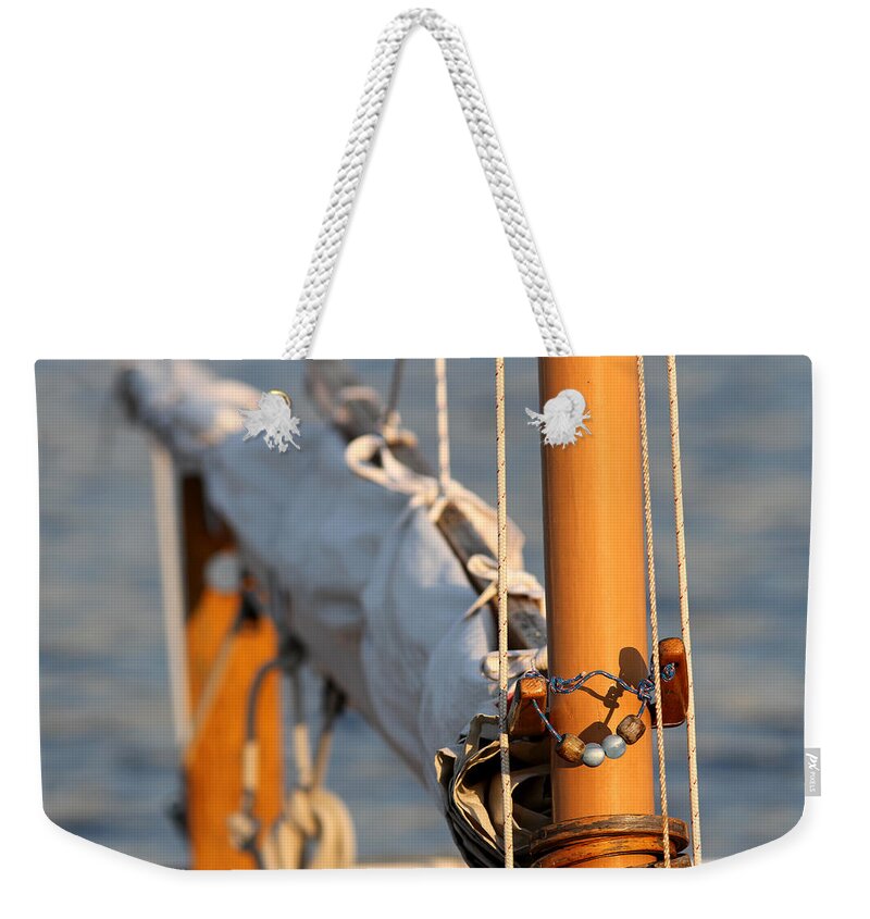 Nautical Weekender Tote Bag featuring the photograph Sailboat Mast and Boom by Juergen Roth