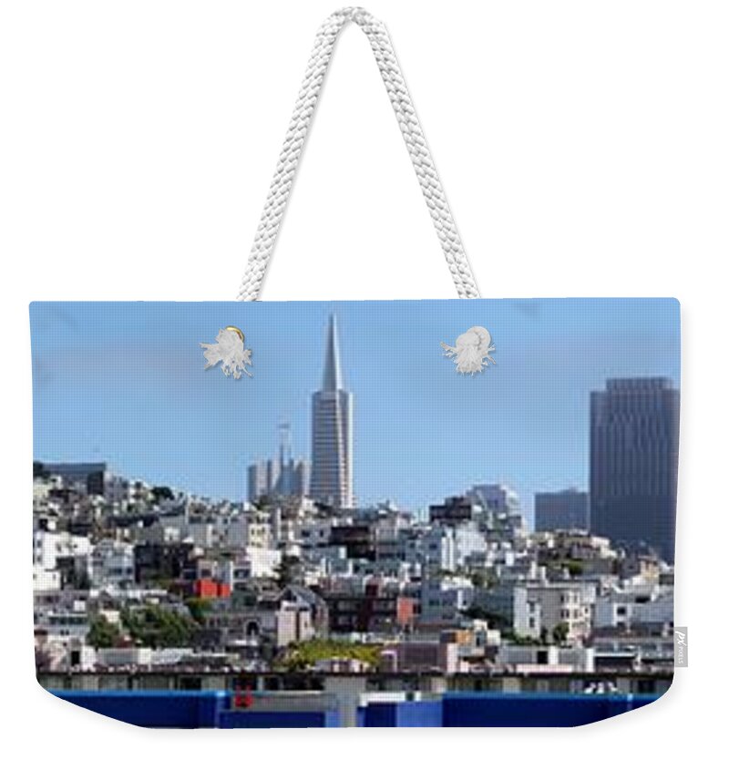 Panorama Weekender Tote Bag featuring the photograph San Francisco Panorama by Henrik Lehnerer