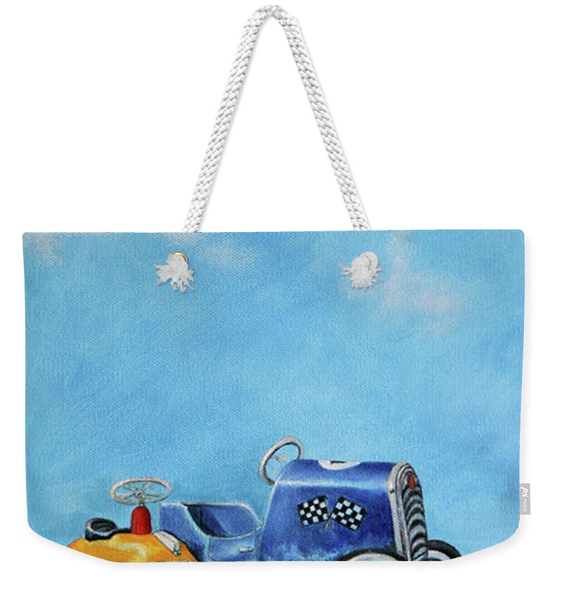 Vintage Weekender Tote Bag featuring the painting Sand Dune Racers by Portraits By NC