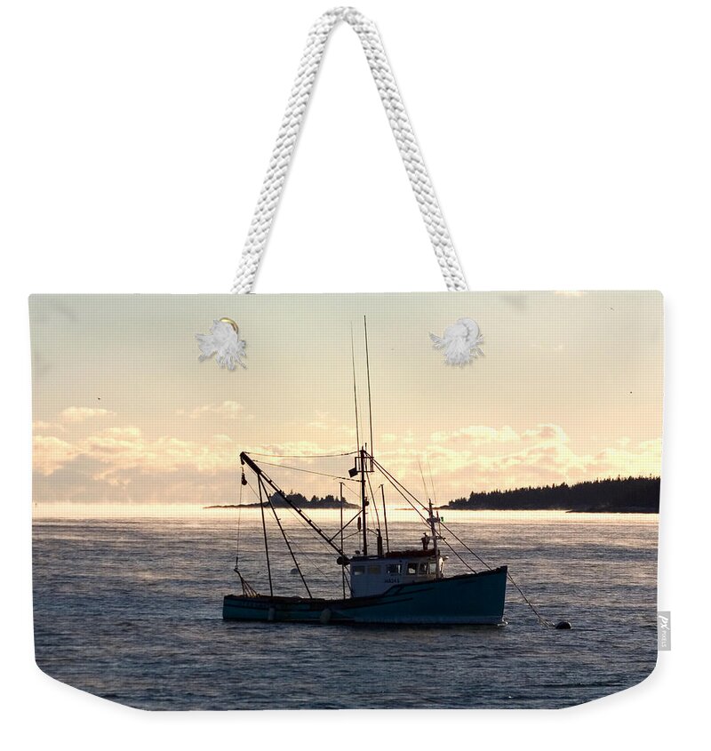 Corea Weekender Tote Bag featuring the photograph Sea-smoke on the harbor by Brent L Ander