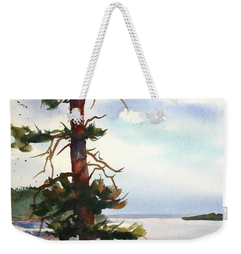 Lake Weekender Tote Bag featuring the painting Searching for Arrowheads by Ruth Kamenev